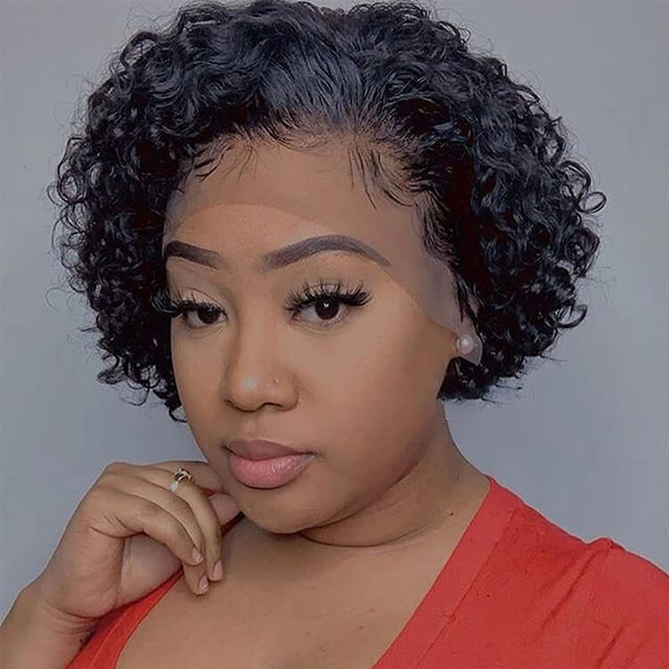 13x2 Curly Lace Front Wigs Morichy Short Bob Human Hair Wig with Baby Hair