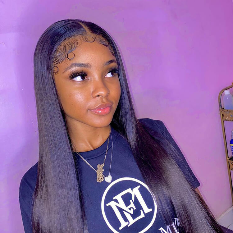Morichy 13x4 Straight Transparent Lace Front Wig Pre Plucked Indian Virgin Human Hair
