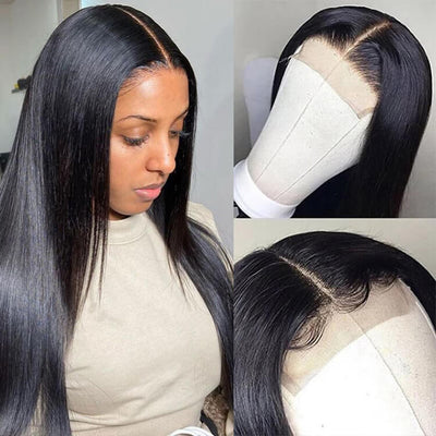 4x4 transparent lace closure wig pre plucked glueless Straight wig
