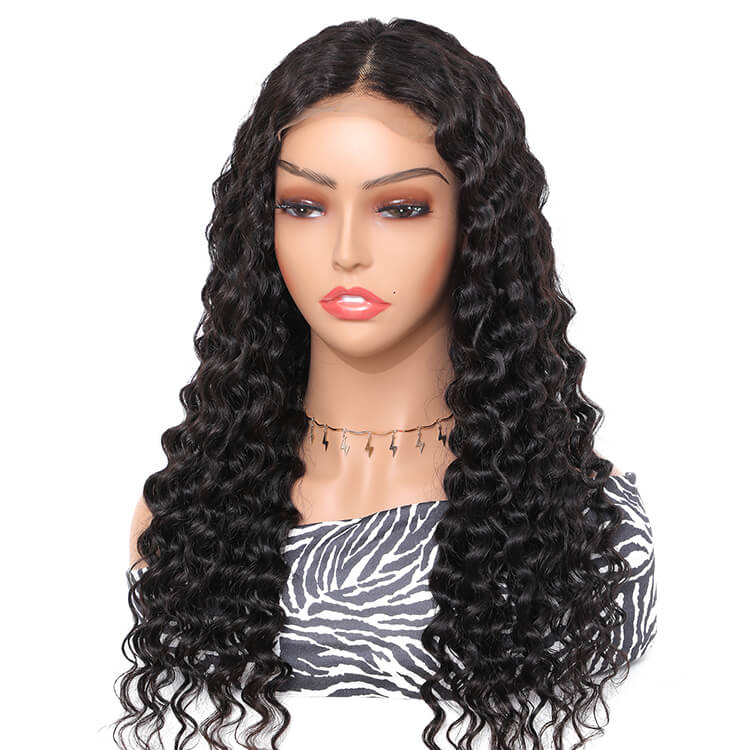 Morichy Deep Curly Transparent Lace Wigs 4x4 Closure Wig Brazilian Human Hair