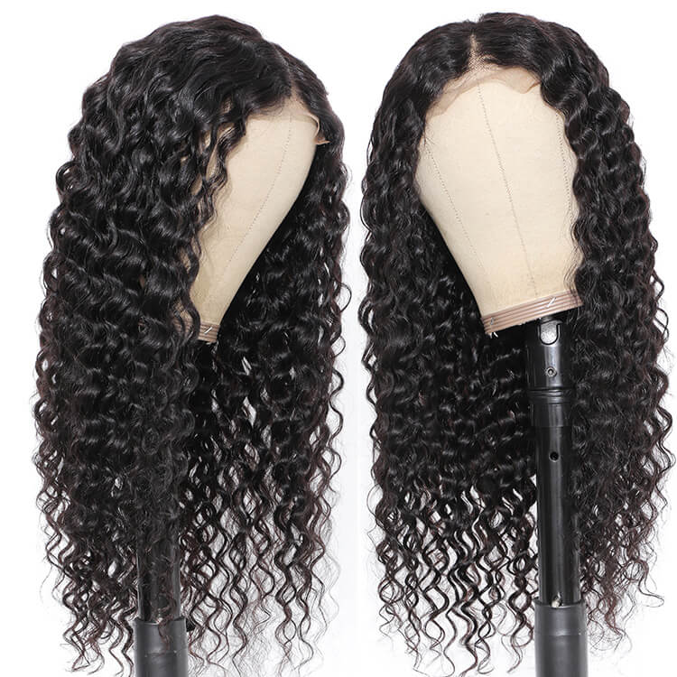 Morichy Transparent Deep Curly closure human Hair Wigs 4x4 Lace Closure Wigs