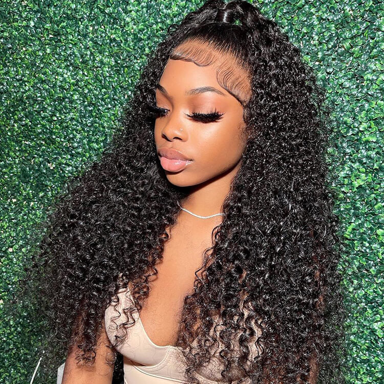 Morichy 13x4 Lace Frontal Wigs Human Hair Curly Lace Front Wig Natural Color