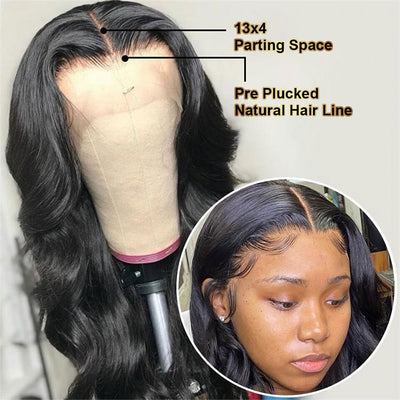 Morichy 13x4 Transparent Body Wave Lace Frontal Wigs 100% Pre Plucked Peruvian Human Hair