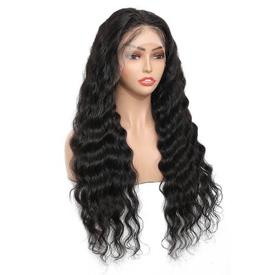 Morichy Loose Deep Wave 13x4 Transparent Indian Human Hair Lace Front Wigs