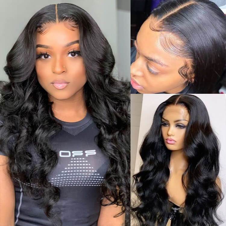 Morichy 13x6 Transparent Lace Frontal Wig Body Wave Pre Plucked Brazilian Human Hair Wigs