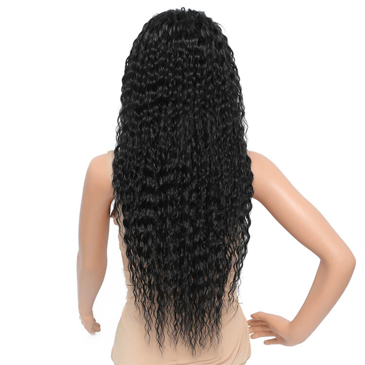 Morichy 28in Long Jet Black Water Wave Hair 13x6 Lace Front Synthetic Wigs For Women