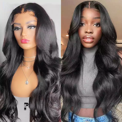 Morichy Body Wave transparent 4x4 lace closure wig pre plucked Brazilian human hair