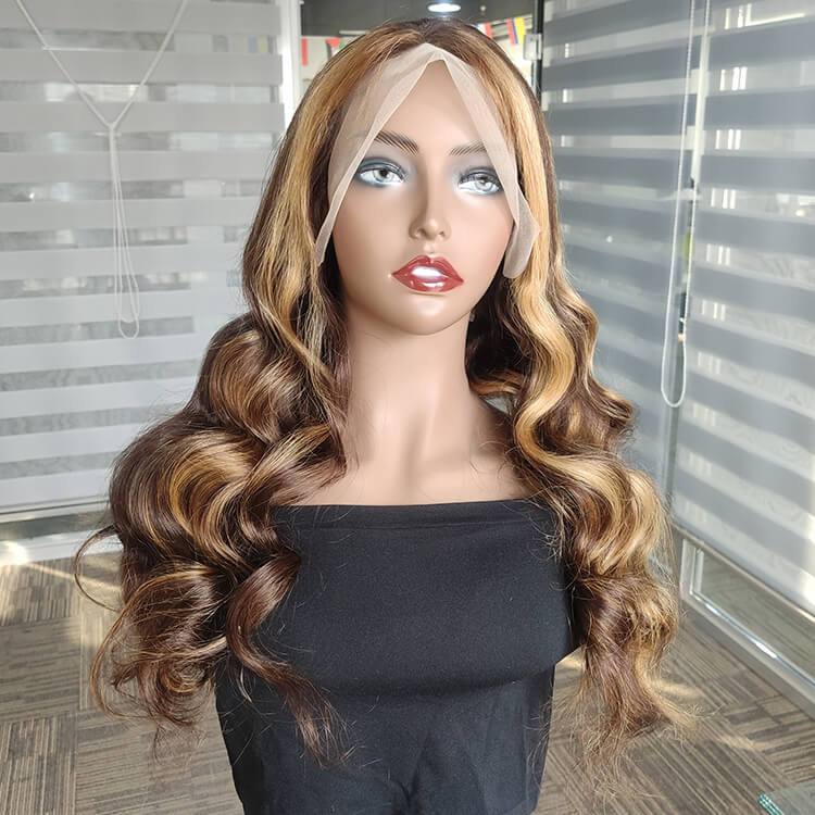 Morichy Body Wave 13x4 transparent lace front wig honey blonde human hair wigs