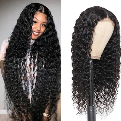 Morichy Deep Curly Transparent Lace Wigs 4x4 Closure Brazilian Human Hair Wig
