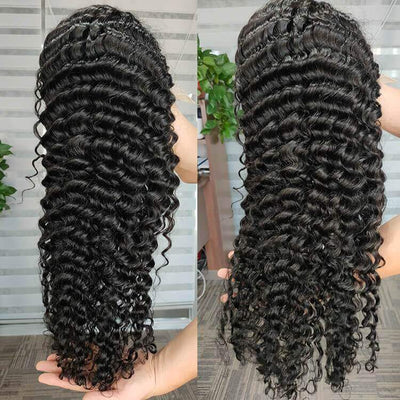 Deep Curly Wave Transparent 13x4 Lace Frontal Wigs For Black Women - Morichy.com