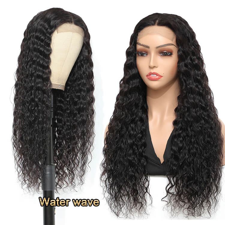 Water Wave Transparent HD 4x4 Lace Closure Wigs, Wet n Wavy Curly Human Hair Wig - Morichy.com