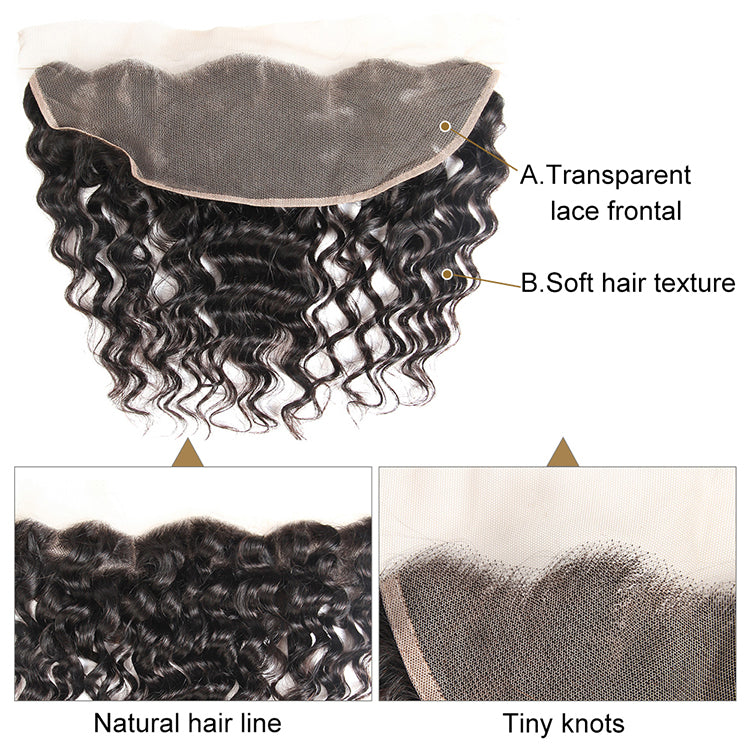 Morichy Deep Curly Wave Transparent 13x4 Lace Frontal Only 10-20in