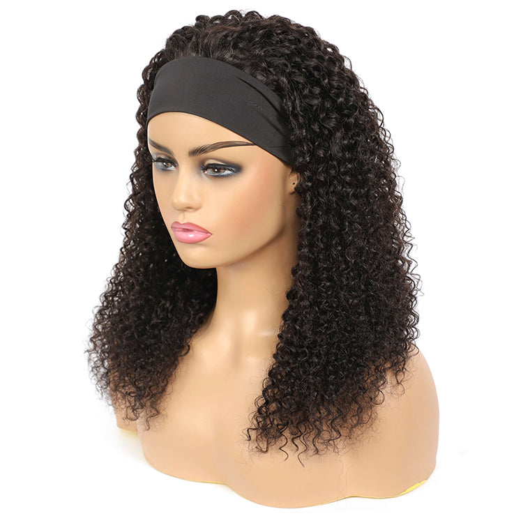 Morichy glueless Curly headband wig machine made non-lace human hair wigs