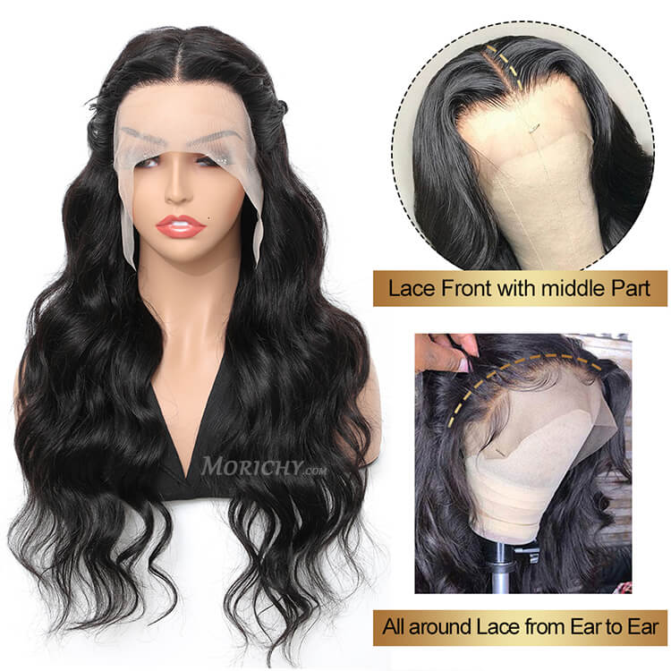 Morichy Hair Body Wave and Straight 13x4 T Part Frontal Human Hair Wigs