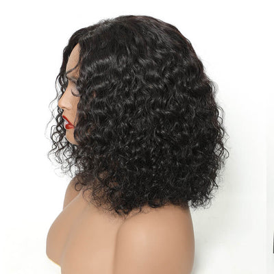 Morichy Human Curly Wigs for Black Women Short Bob Lace Part Wigs