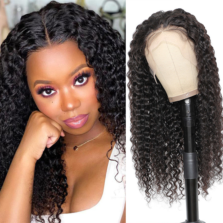 Morichy Curly Virgin Hair 13x4 Lace Frontal Wigs Middle T-part Lace Front Wigs