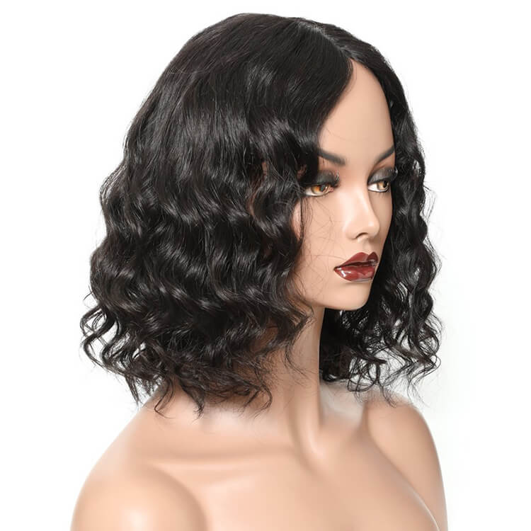 Morichy Loose Deep Bob Wigs with middle Lace Part Human Virgin Hair
