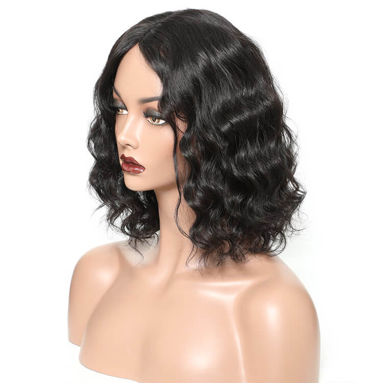 Middle Lace Part Short loose Wave BOB Human Hair Wigs, Short Wavy Wigs Easy to Manage and Maintains Curl Well. Make You More Beautiful and Unique.