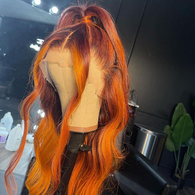 Morichy Orange Sparkling Transparent Lace Front Human Hair Wig