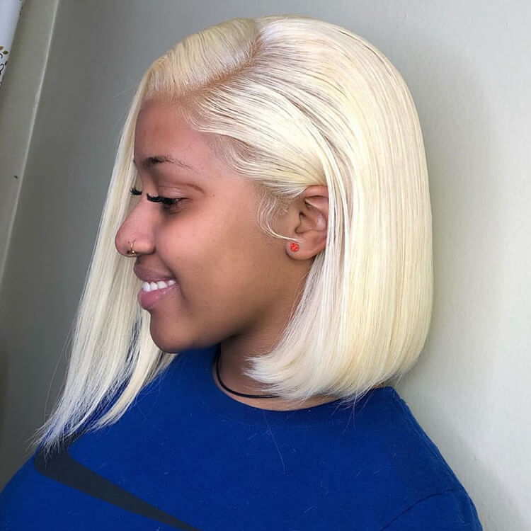 Morichy Short 13x4 Lace Frontal Blonde Bob Wig 613 Straight Human Hair Wigs