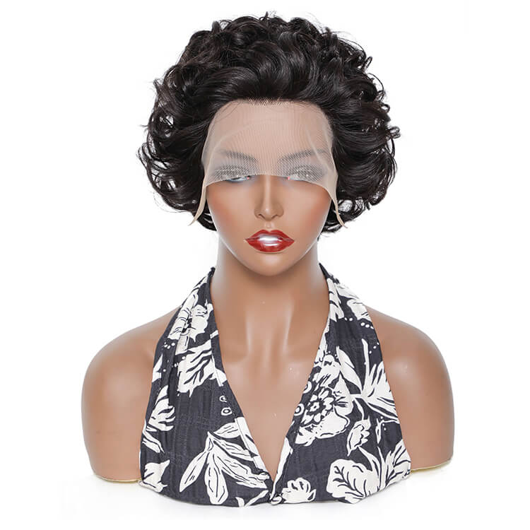 Morichy Short Pixie Cut Curly Wig 13x1 Lace Front Human Hair Wigs
