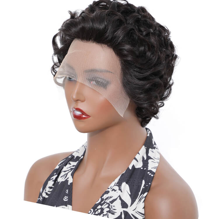 Morichy Short Pixie Cut Curly Wig 13x1 Lace Front Human Hair Wigs