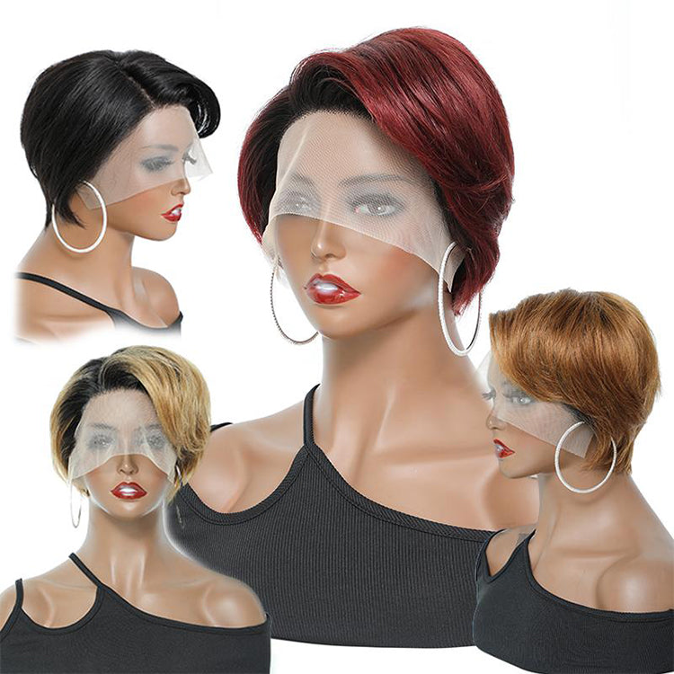Morichy Side Part Short Pixie Cut Wigs 13x1 Lace Frontal Human Hair Short Bob Wigs