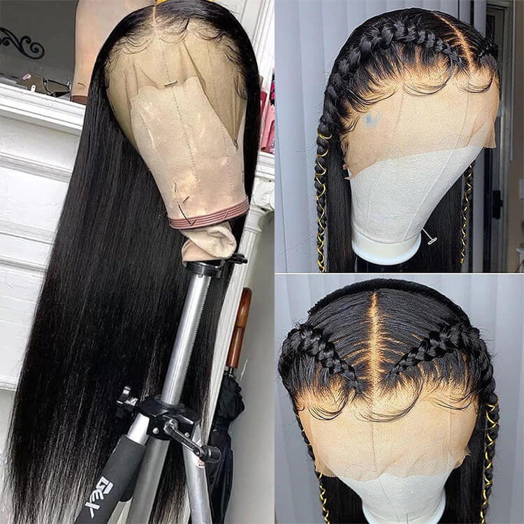 Morichy 13x4 Transparent Frontal Wigs 100% Pre Plucked Brazilian Straight Human Hair Lace Front Wig
