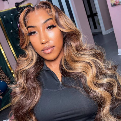 Morichy Transparent Body Wave 13x4 Lace frontal Wig, Honey Blonde Human Hair Wigs