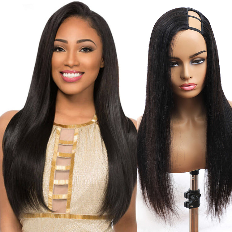 Morichy U Part Left Side Part Straight Wig for Black Women Human Hair Natural Wigs