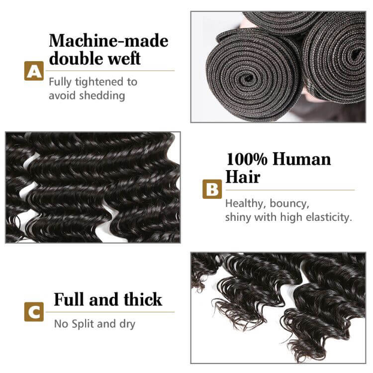 Morichy Hair Deep Wave Virgin Human Hair Weave 3 Bundles 10-30in