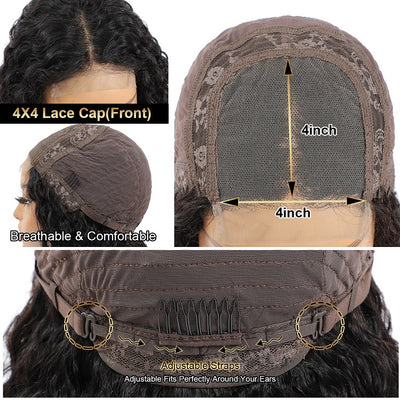 Morichy Water Wave 4x4  Lace Closure Wigs Pre Plucked with Baby Hair Transparent Lace Wigs