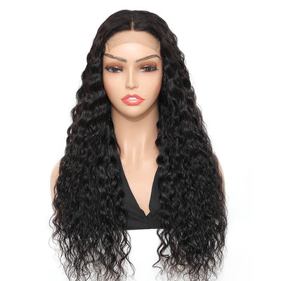 Morichy Water Wave Transparent 5x5 Lace Closure Wigs Unprocessed Human Virgin Hair