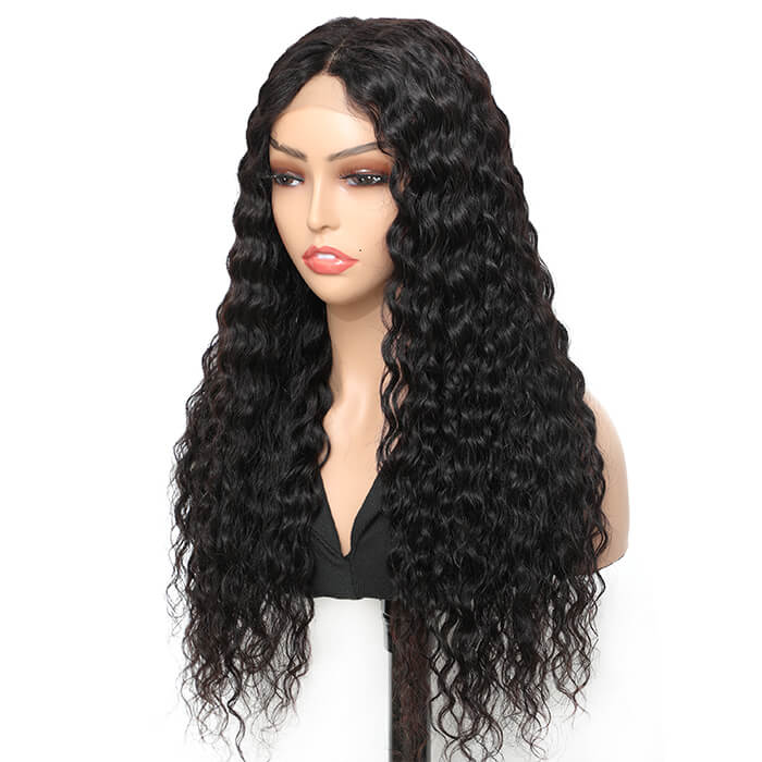 Morichy Water Wave Transparent 5x5 Lace Closure Wigs Unprocessed Human Virgin Hair