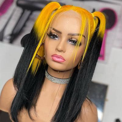 "Mango juice" Ombre Yellow Hair Transparent HD Straight Lace Front Wigs - Morichy