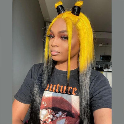 "Mango juice" Ombre Yellow Hair Transparent HD Straight Lace Front Wigs - Morichy