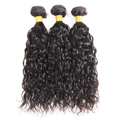 Morichy Water Wave 3 Bundles Human Virgin Hair wet n wavy With 13x4 Lace Frontal