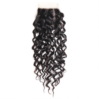 Morichy Water Wave Virgin Human Hair Invisible Transparent 4x4 Lace Closure Only