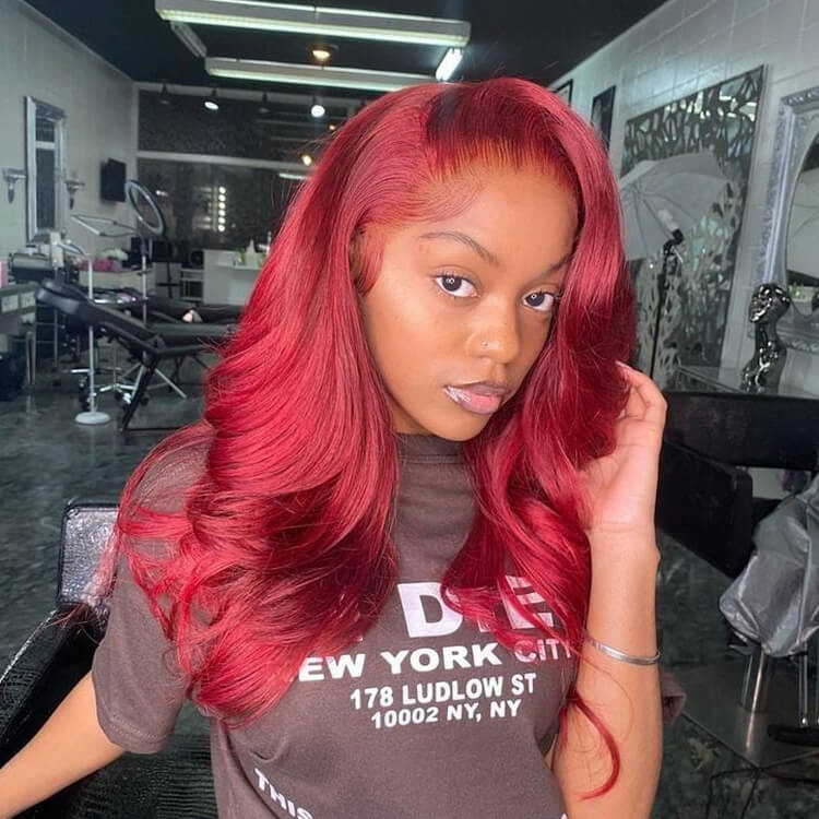 (Pre-Order) Morichy Hair Customized Red Wig Color 13x4 Body Wave Human Hair Red Lace Frontal Wig