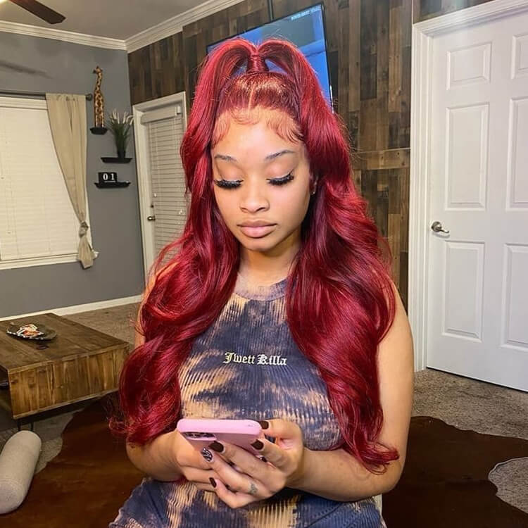 (Pre-Order) Morichy Hair Customized Red Wig Color 13x4 Body Wave Human Hair Red Lace Frontal Wig