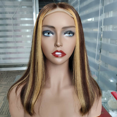 Transparent 4x4 Lace Closure Wigs Straight Bob Wig Honey Blonde Human Hair - Morichy.com