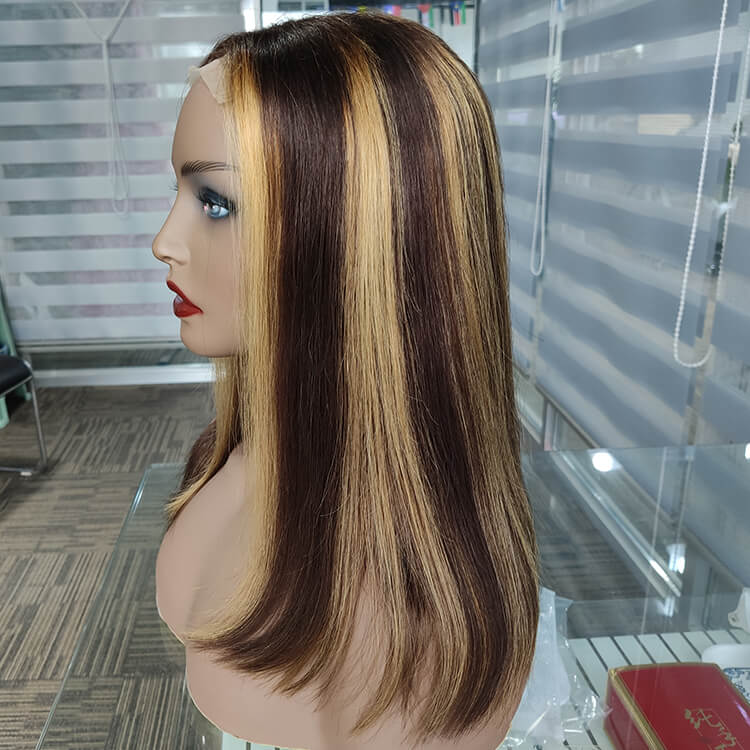 Transparent 4x4 Lace Closure Wigs Straight Bob Wig Honey Blonde Human Hair - Morichy.com